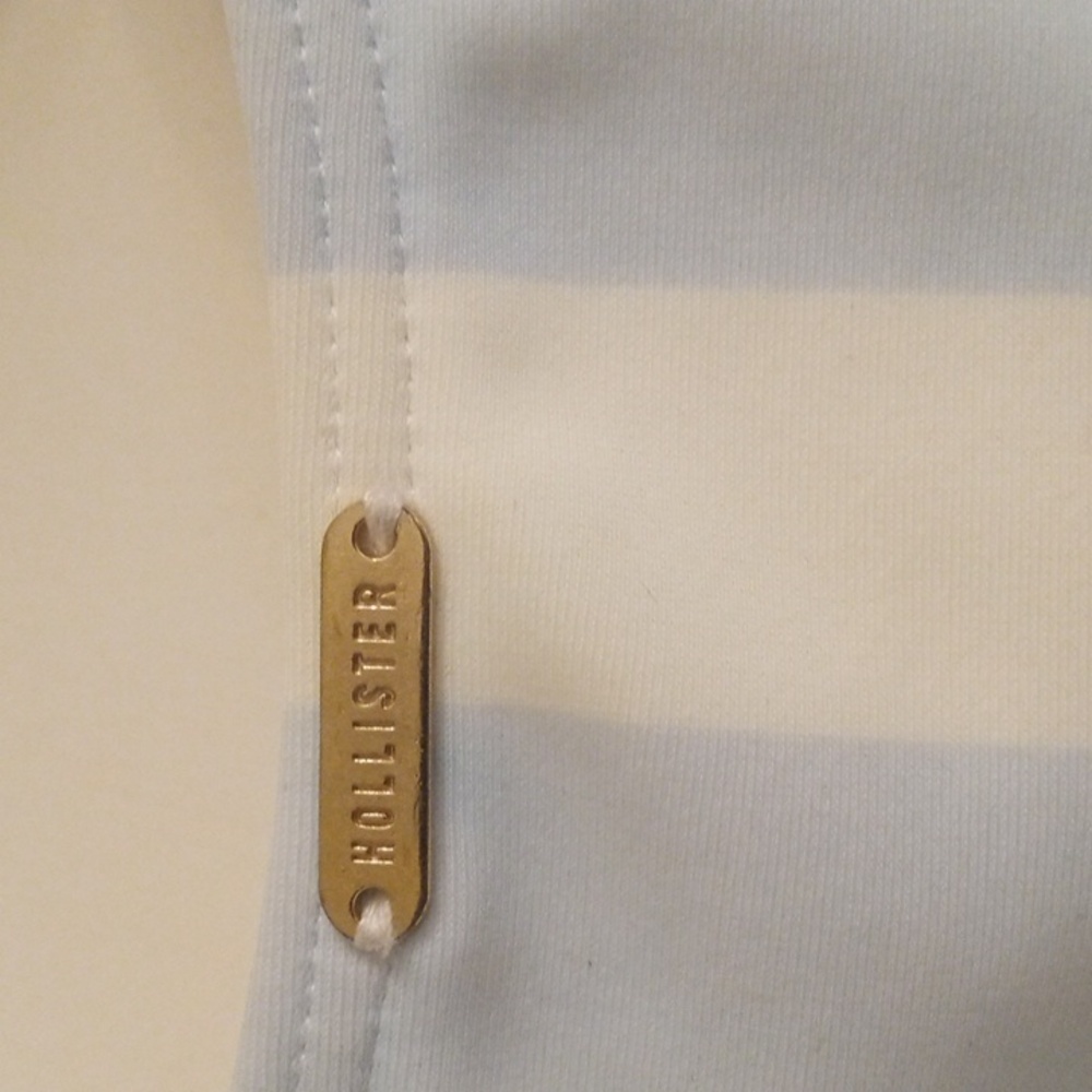 Hollister Swim One Piece Swimsuit Women Sz S White Blue Tie Front Cut Out - Picture 6 of 10